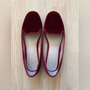 Zara Red Velvet Flats